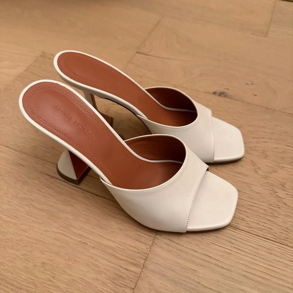 Amina Muaddi Lupita Leather Sandals - Picture 1 of 3